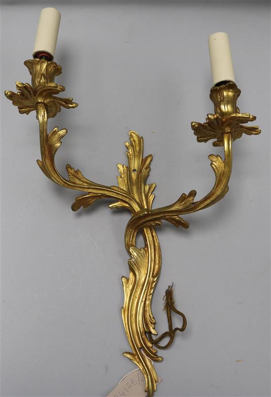 A Louis XV style ormolu two branch wall light
